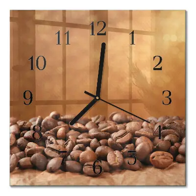 Quadratische wanduhr Kaffeebohnen