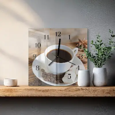 Quadratische wanduhr modern Kaffee