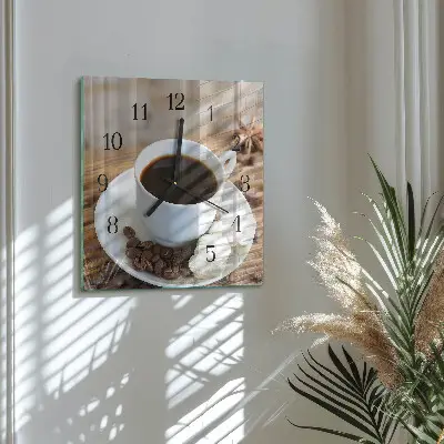 Quadratische wanduhr modern Kaffee