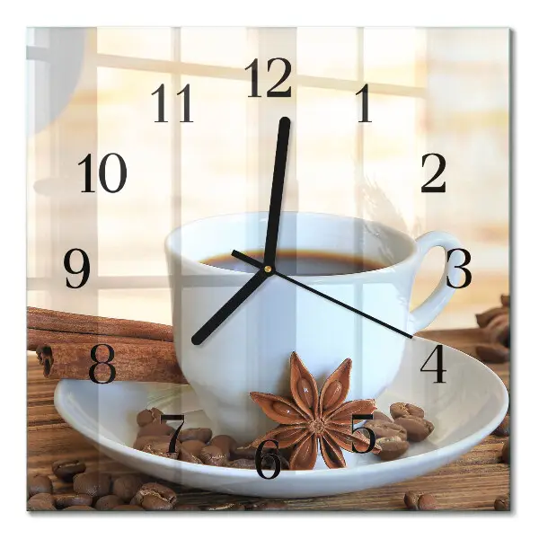 Glasuhr quadratisch Kaffee