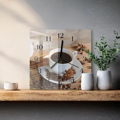 Quadratische wanduhr Kaffee