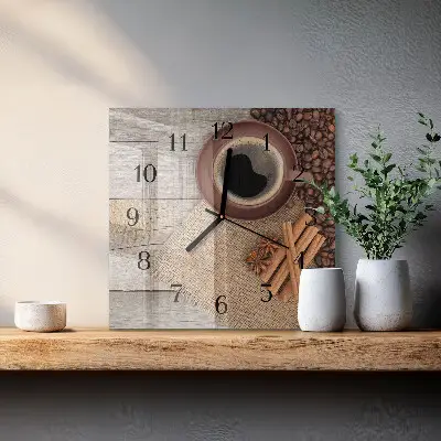 Glasuhr quadratisch Kaffeebohnen