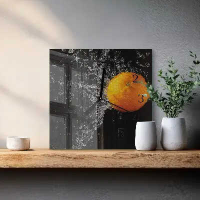 Glasuhr quadratisch Orange