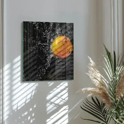 Glasuhr quadratisch Orange