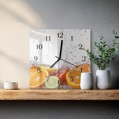 Glasuhr quadratisch Orangen