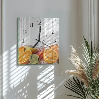 Glasuhr quadratisch Orangen