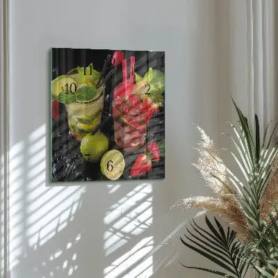Quadratische wanduhr Cocktail