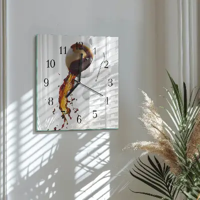 Quadratische wanduhr Kaffee