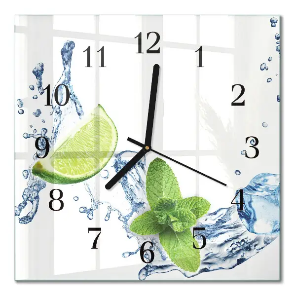 Glasuhr quadratisch Minze mit Limette