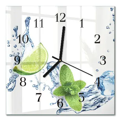 Glasuhr quadratisch Minze mit Limette