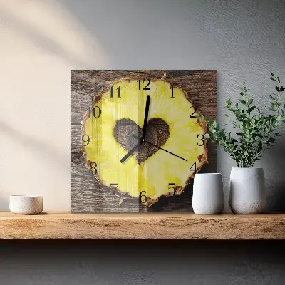 Quadratische wanduhr modern Ananas