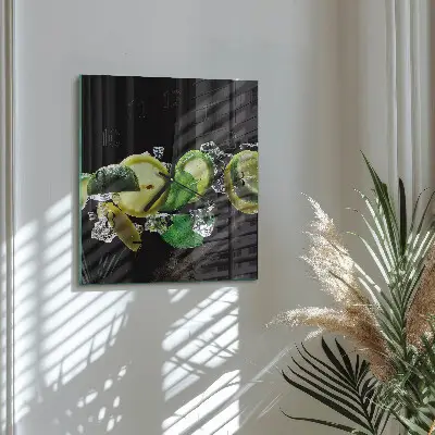 Quadratische wanduhr Zitrone und Limette