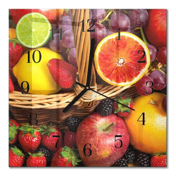 Quadratische wanduhr modern Obst