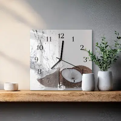 Quadratische wanduhr Kokosnüsse