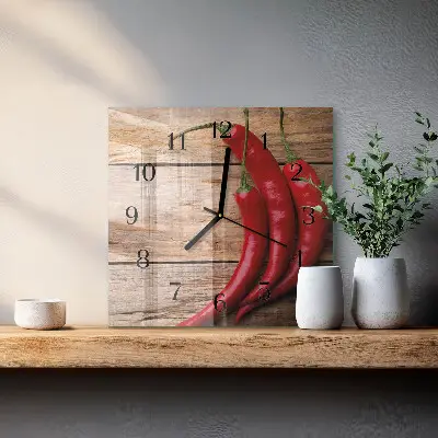 Wanduhr mit motiv quadratisch Chilischoten
