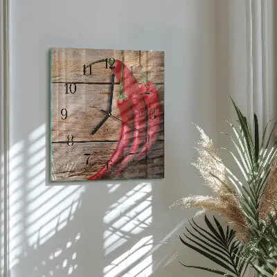 Wanduhr mit motiv quadratisch Chilischoten