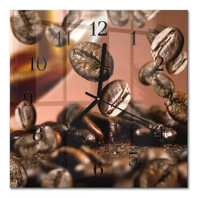Glasuhr quadratisch Kaffeebohnen