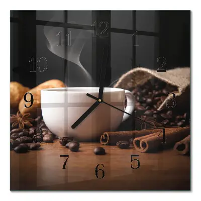 Wanduhr mit motiv quadratisch Kaffee