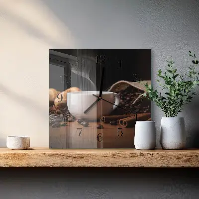 Wanduhr mit motiv quadratisch Kaffee