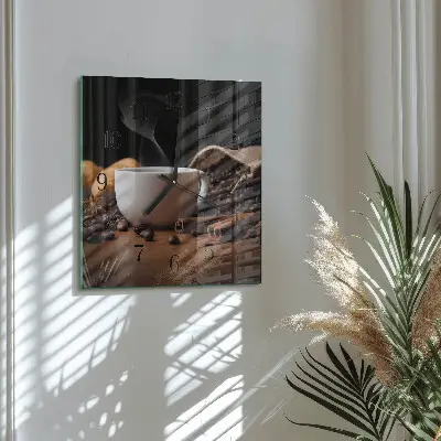 Wanduhr mit motiv quadratisch Kaffee