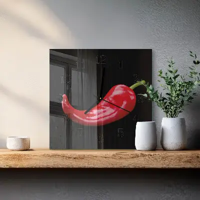 Quadratische wanduhr Chilischoten