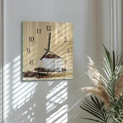 Wanduhr mit motiv quadratisch Kaffee