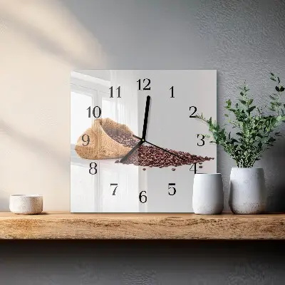 Quadratische wanduhr modern Kaffeebohnen