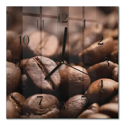 Quadratische wanduhr Kaffeebohnen