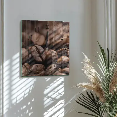 Quadratische wanduhr Kaffeebohnen