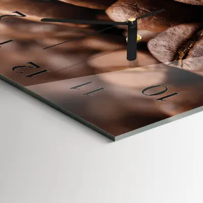 Quadratische wanduhr Kaffeebohnen