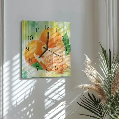 Moderne wanduhr quadratisch Orangen