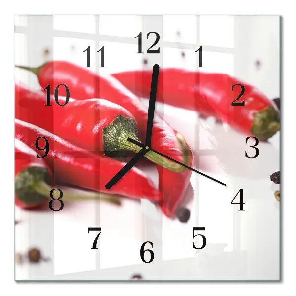 Quadratische wanduhr modern Chilischoten