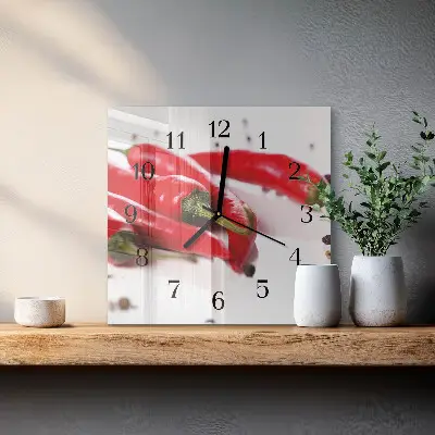 Quadratische wanduhr modern Chilischoten
