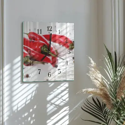 Quadratische wanduhr modern Chilischoten