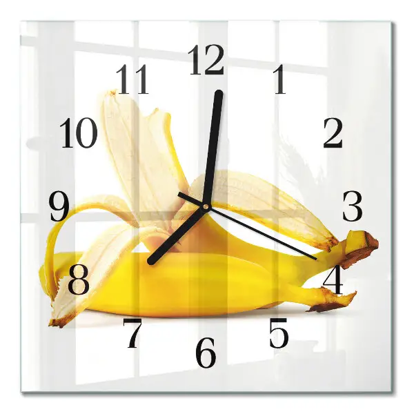 Glasuhr quadratisch Bananen