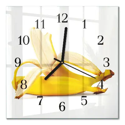 Glasuhr quadratisch Bananen