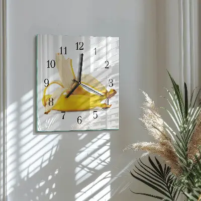 Glasuhr quadratisch Bananen