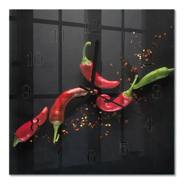 Quadratische wanduhr Chilischoten