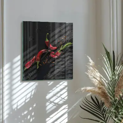 Quadratische wanduhr Chilischoten