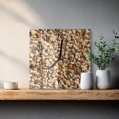 Glasuhr quadratisch Kies