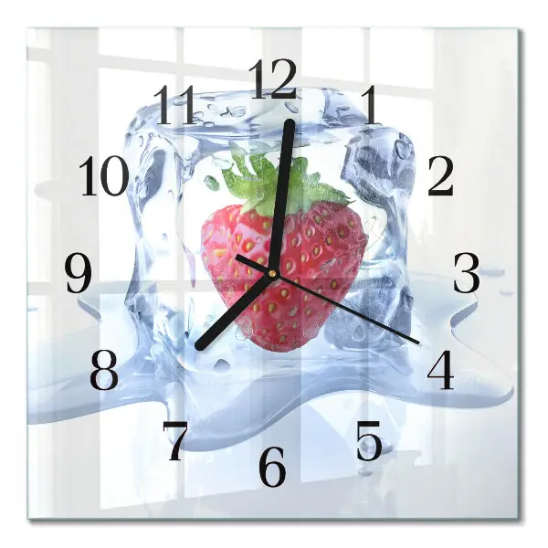 Quadratische wanduhr modern Erdbeereis