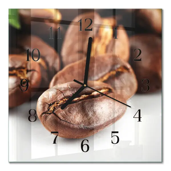 Quadratische wanduhr Kaffeebohnen