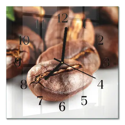 Quadratische wanduhr Kaffeebohnen