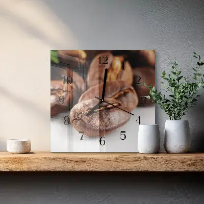 Quadratische wanduhr Kaffeebohnen