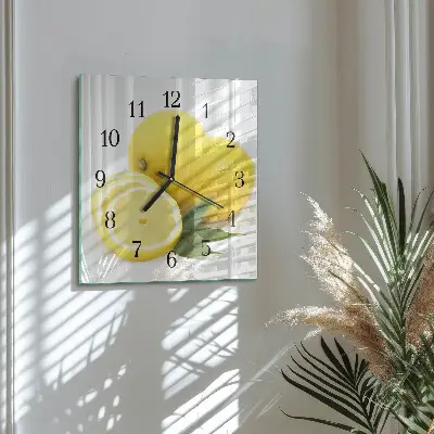 Moderne wanduhr quadratisch Zitronen