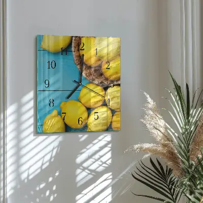 Quadratische wanduhr modern Zitronen