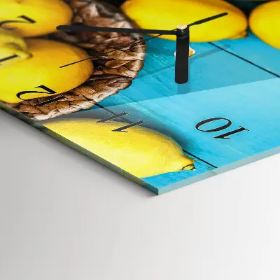 Quadratische wanduhr modern Zitronen