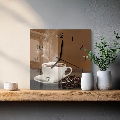 Glasuhr quadratisch Kaffee