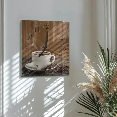 Glasuhr quadratisch Kaffee