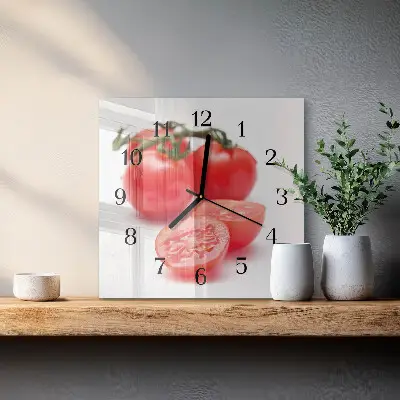 Glasuhr quadratisch Tomaten